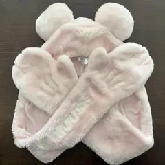 ディズニー　ミッキー　ミニー　ファンキャップ　マフラー　ピンク　手袋