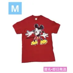 ディズニー　ミッキーマウス　Tシャツ　半袖　M 赤　USA アメリカ製　匿名即日
