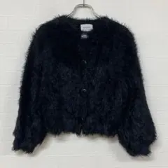113 CAROLINA GLASER 黒のファーカーディガン