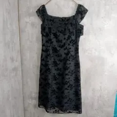 【クミキョク】黒のノースリーブワンピースドレス　袖ゴムあり　M　総丈97