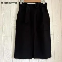 美品】ブラック タイトスカート ベルト付き