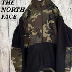 【USA規格】ザノースフェイス デナリジャケット 黒迷彩柄Lロゴ刺繍