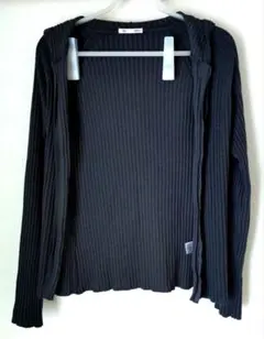 GU フード付きリブ編みカーディガンSサイズ