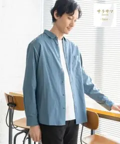 GLOBAL WORK サラサマレギュラーカラーシャツ