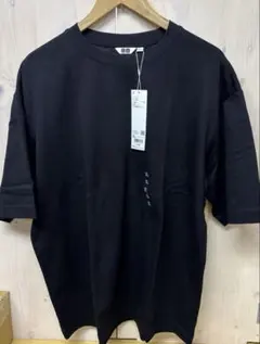 ユニクロ　エアリズムコットン　オーバーサイズ ブラック Tシャツ XL 5分袖