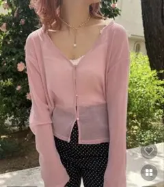 シアーラメカーディガン　ピンク