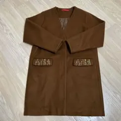 レディース　コート　グラニフ　刺繍　ブラウン　中綿　暖かい　アウター　花柄　刺繍