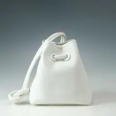 2527* VASIC ボンド 巾着 ホワイト レザー ショルダーバッグ 白 革