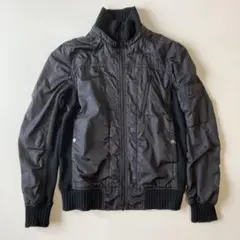 ALPHA リブ ブルゾン ライダース M ブラック