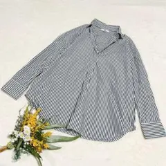 【ユニクロ】UNIQLO エクストラファインコットンストライプシャツ（長袖） M