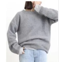 ラクーンモヘア ニットセーター グレー