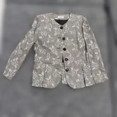 YUKTORII ノーカラージャケット 花柄 千鳥格子のサムネイル