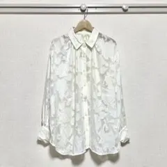 ローリーズファーム ビックフラワー シアーシャツ デザイン ゆったり 襟付き
