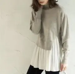 オペークドットクリップ 3WAY プリーツレイヤードニット 38 M ベージュ