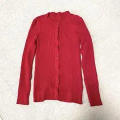 ur'sリブ編みレッドカーディガン Mサイズ