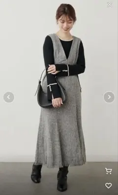 【美品】ナチュラルクチュール　ジャンパースカート　サイドベルト グレー