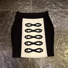 EMODA ナポレオン風タイトスカート ブラック/ホワイト