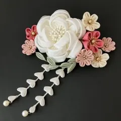 〜　音　〜 和風髪飾り　ホワイト　卒業式　成人式　結婚式　白無垢　振袖　袴