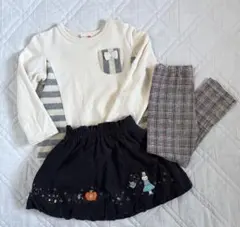 ニットプランナー スカート　裏起毛トレーナー レギンスパンツ　3点セット　110