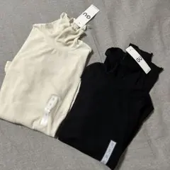 GU 長袖トップス 2色セット ソフトリブタートルネックＴ