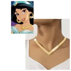 Dハロ仮装やバウンドコーデに♪︎ オーロラ姫・ジャスミンのゴールドネックレス 細めのサムネイル