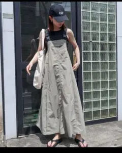 ANME ナイロンサロペット ベージュ Lサイズ