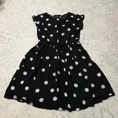 H&M キッズ　ワンピース　ブラック×ホワイト　ドット　水玉　モノトーン