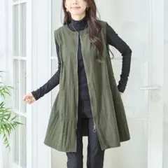 新品 TRUBE ジップアップ フレア ロングベスト ポケット付き シンプル