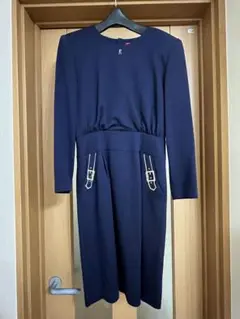 ネイビー 長袖ワンピース