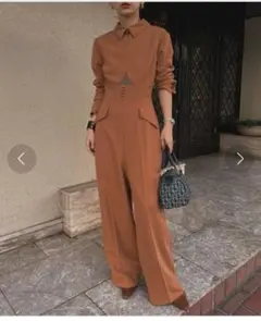 Ameri　UND BAL COLLAR FRONT OPEN JUMPSUIT