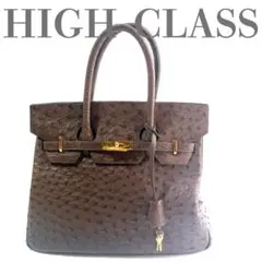 ヘンリーハイクラス　オーストリッチ　ハンドバッグ 美品 HENRY HIGH-CLASS オーストリッチ ハンドバッグ