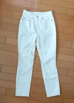 H&M ハイウエスト ホワイト デニム 155/64A