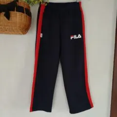 FILA キッズ ジャージ パンツ ブラック レッド