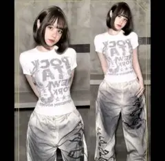 ピチt y2k ROCK STAR 半袖　Tシャツ　平成 ギャル　Ｍ　 白