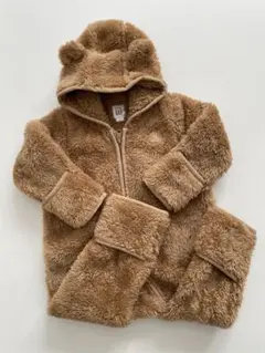 GAPベージュ フード付きロンパース 3-6ヶ月