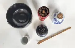 日本茶道具セット お点前セット6点出品　漆器箱付き茶道具