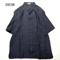【極美品】DIOR Homme シャツ 半袖 オブリーク　ネイビー シルク混 Mのサムネイル