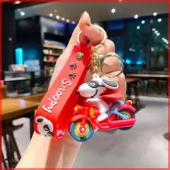 【限定・新品未使用】スヌーピー キーホルダー マスコット ストラップ付 赤バイク