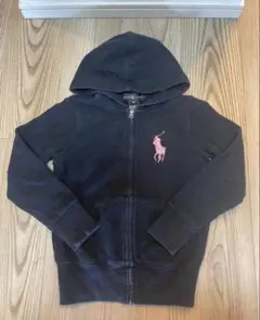 ラルフローレン　ネイビージップパーカー　ピンク刺繍 Ralph Lauren ビッグポニー ブラック パーカー ピンク刺繍 春カラー