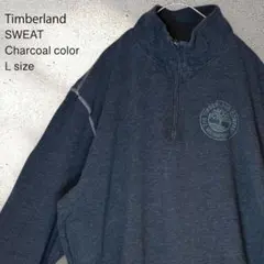 【訳あり】US古着 スウェット ハーフジップ不良Timberland チャコール