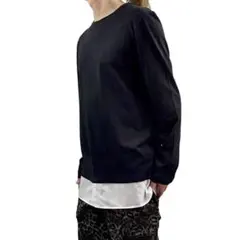 新品 asos 裾 シャツ切り替え フェイク レイヤード 重ね着風 無地 ロンT