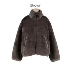 【新品タグ付き】coca フェイクファースタンドカラーブルゾン　ブラウン　L