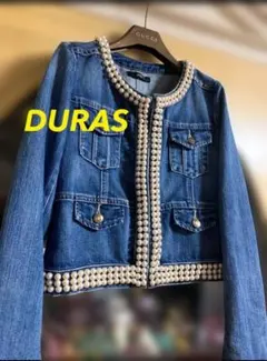 DURASU ビジューデニムジャケット DURAS（デュラス）の「パールビジュー付ノーカラーGジャン
