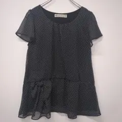 any FAM　エニィファム　ドット柄　シフォンブラウス 半袖　ブラック　【2】のサムネイル