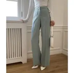 by muni:r ロングハイウエストスラックス(ブルー)