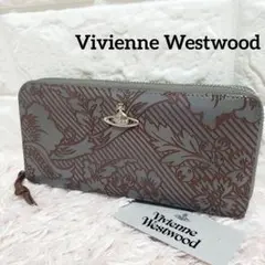 Vivienne Westwood 型押しエンボス花柄 ラウンドファスナー長財布