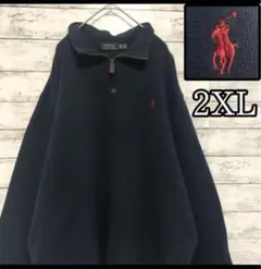 紺 ネイビー ラルフローレン 2XL ハーフジップ スウェット トレーナー 古着