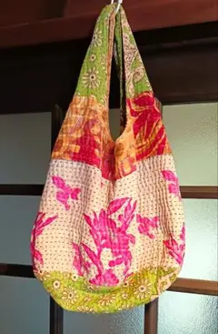 People Tree リサイクルサリー カンタ刺繍バッグ　✴値下げました✴