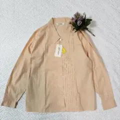 （ルイシャンタン） ピンタックブラウス オレンジ ベージュ 7号 新品タグ付き