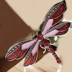 帯留め　帯留　秋　赤とんぼ　ピンク　大　帯締め　三分紐　帯飾り　半襟　半幅帯　帯